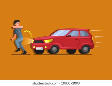 Car hit people, hit and run car crash and accident illustration cartoon vector