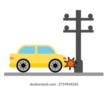 Coche golpeó la Ilustración vectorial de arte del Clip del poste del poder para la explicación de la ley de Pascal. Material de aprendizaje STEM o STEAM. Elemento de propósito educativo Arte de Clip. Aprendizaje físico