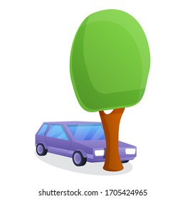 Car hit tree accident icon. Cartoon of car hit tree accident vector icon for web design isolated on white background