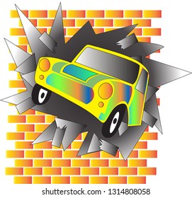 the car hit the wall