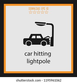 car hitting lightpole  vector icon