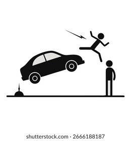 Car hitting a person in a dramatic accident scene