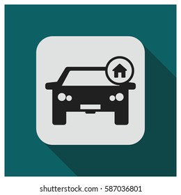 Car with home sign vector icon