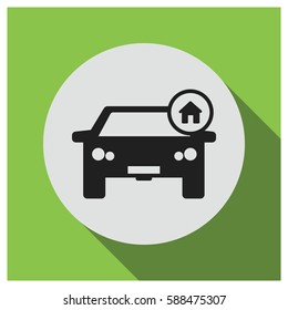Car with home sign vector icon