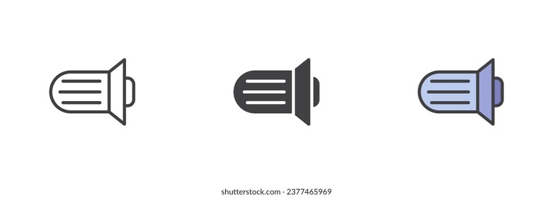 Car horn different style icon set. Line, glyph and filled outline colorful version, outline and filled vector sign. Symbol, logo illustration. Vector graphics