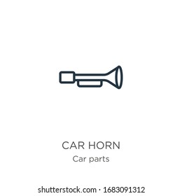 Car horn icon. Thin linear car horn outline icon isolated on white background from car parts collection. Line vector sign, symbol for web and mobile