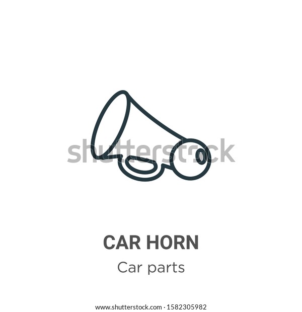 Car horn outline vector\
icon. Thin line black car horn icon, flat vector simple element\
illustration from editable car parts concept isolated on white\
background