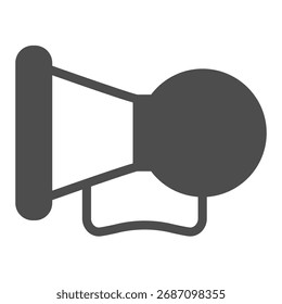 Icono sólido de la bocina del coche, concepto de las piezas del coche. Gráficos de Vector. Signo del altavoz en el fondo blanco, icono del estilo del glifo para el móvil o el Diseño web