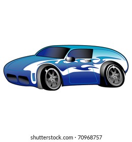 Car or hot rod with flames.