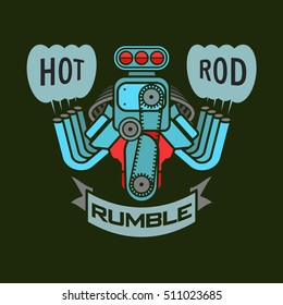 car hot rod t-shirt engine emblems badges symbols