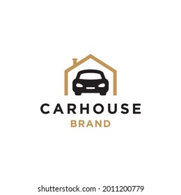 Car and house logo icon vector, car out from garage, concept for insurance, vehicle dealership and garage icon concept simple minimal modern style illustration.