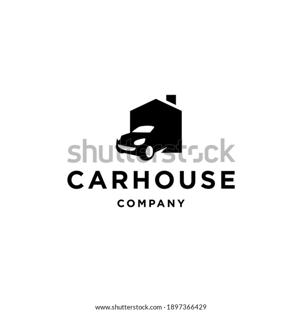 Car and house logo icon\
vector, car out from garage, concept for insurance, vehicle\
dealership and garage in trendy simple minimal modern style\
illustration.
