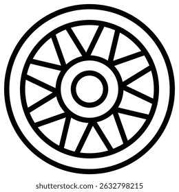 car hubcap icon Black and white outline vector