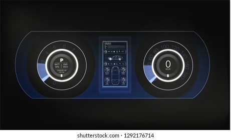 Car HUD Dashboard. Abstract virtual graphic touch user interface. Futuristic user interface HUD and Infographic elements.