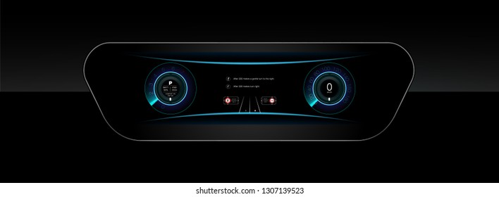 Car HUD Dashboard. Abstract virtual graphic touch user interface. Futuristic user interface HUD and Infographic elements.