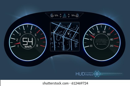 Car HUD Dashboard. Abstract virtual graphic touch user interface.  Futuristic user interface HUD and Infographic elements. 