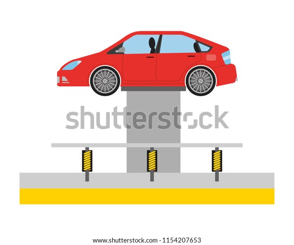 car at hydraulic lifting platform inspection\
and maintenance
