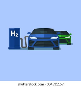 Car Hydrogen Station Vector