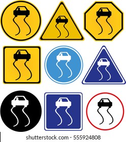 Car ice caution road way icon
