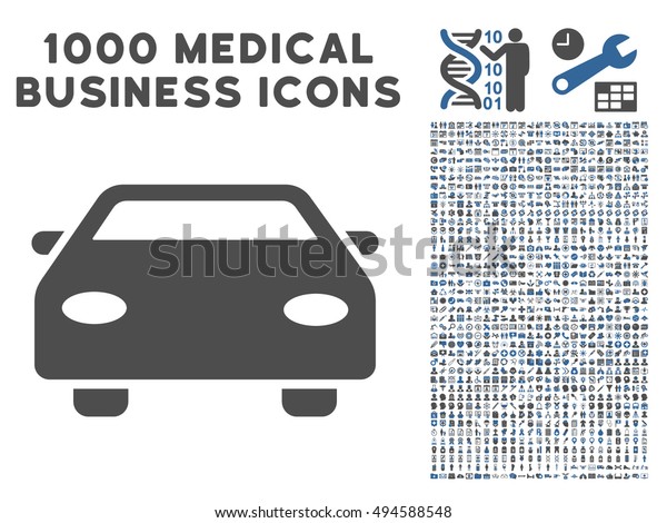 Car\
icon with 1000 medical commerce cobalt and gray vector pictograms.\
Set style is flat bicolor symbols, white\
background.