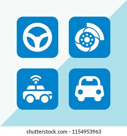 car icon. 4 car set with driverless car, drive and automobile vector icons for web and mobile app