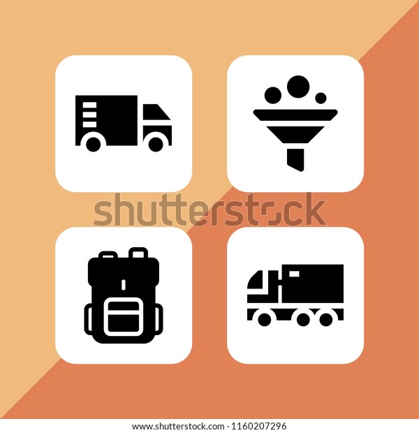car icon. 4 car set with filter, trip and\
truck vector icons for web and mobile\
app