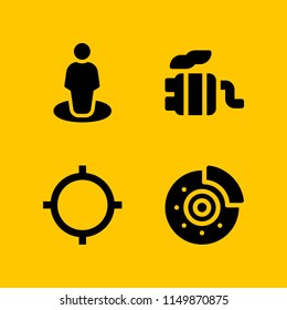 car icon. 4 car set with gps, tailpipe and disc brake vector icons for web and mobile app