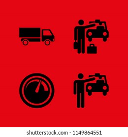 car icon. 4 car set with speed, taxi and van vector icons for web and mobile app