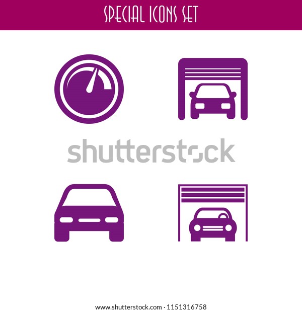 car icon. 4 car set with speed,\
parking and car compact vector icons for web and mobile\
app