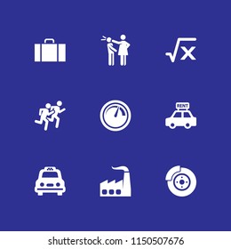 car icon. 9 car set with hit, automotive, race and taxi vector icons for web and mobile app