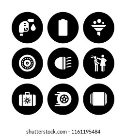 car icon. 9 car set with car lights, hit, trip and internet vector icons for web and mobile app