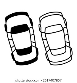 car icon from above, simple flat style, illustration, logo sign symbol pictogram template, for ui or ux isolated on white for mobile app, editable