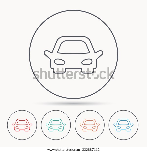Car icon.\
Auto transport sign. Linear circle\
icons.