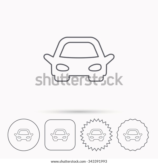 Car icon. Auto transport sign. Linear circle,
square and star buttons with
icons.