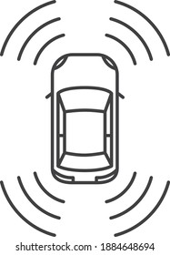 Car Icon With Backup Camera , Vector	