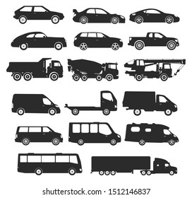 car icon big set collection side view