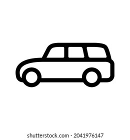 Car icon. Black contour linear silhouette. Side view. Vector simple flat graphic illustration. The isolated object on a white background. Isolate.