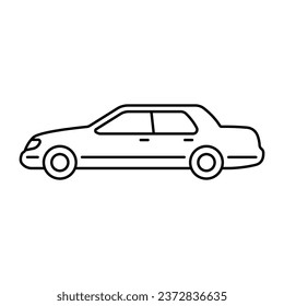 Car icon. Black contour linear silhouette. Side view. Editable strokes. Vector simple flat graphic illustration. Isolated object on a white background. Isolate.