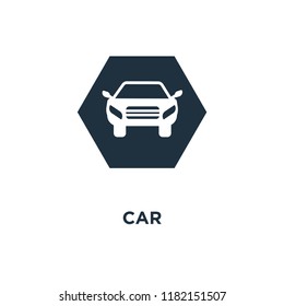 Car icon. Black filled vector illustration. Car symbol on white background. Can be used in web and mobile.