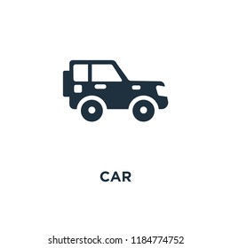 Car icon. Black filled vector illustration. Car symbol on white background. Can be used in web and mobile.