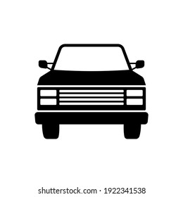 Car icon. Black silhouette. Front view. Vector flat graphic illustration. The isolated object on a white background. Isolate.