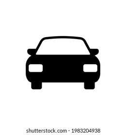 Car icon. Black silhouette. Front view. Vector simple flat graphic illustration. The isolated object on a white background. Isolate.