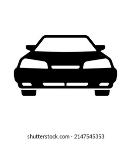 Car icon. Black silhouette. Front view. Vector simple flat graphic illustration. Isolated object on a white background. Isolate.