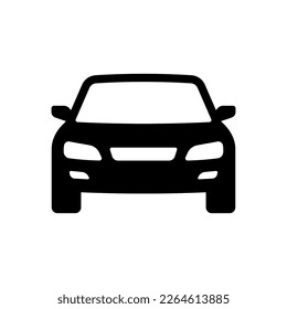 Car icon. Black silhouette. Front view. Vector simple flat graphic illustration. Isolated object on a white background. Isolate.