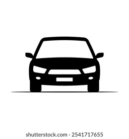 Car icon. Black silhouette. Front view. Vector simple flat graphic illustration. Isolated object on white background. Isolate.