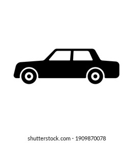 Car Icon. Black Silhouette. Side View. Vector Flat Graphic Illustration. The Isolated Object On A White Background. Isolate.