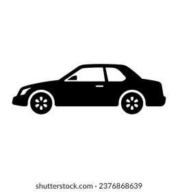 Car icon. Black silhouette. Side view. Vector simple flat graphic illustration. Isolated object on a white background. Isolate.