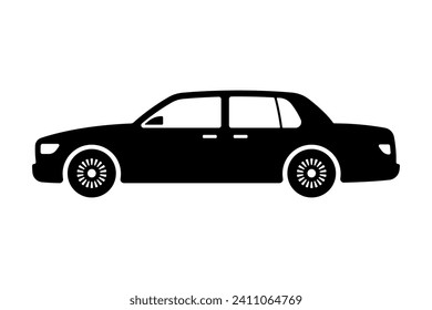 Car icon. Black silhouette. Side view. Vector simple flat graphic illustration. Isolated object on a white background. Isolate.