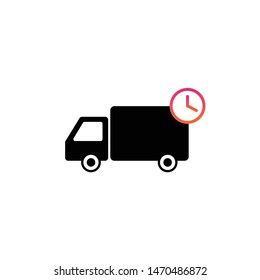 car icon in black trim and clock on top symbol of delivery of goods