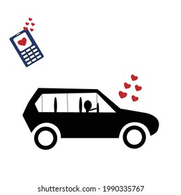 ilustración de vector negro de icono de coche